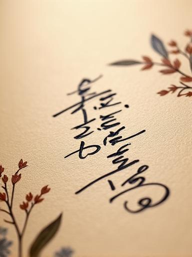 Delicate calligraphy of family members' names intertwined, created as a housewarming gift.